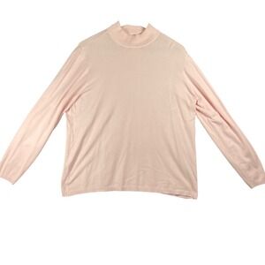 Chicos Mock Neck Ribbed Knit Sweater Women Size‎ 3 (16) Pink Long Sleeve Cozy